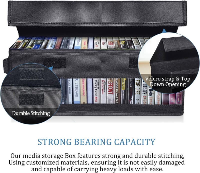 CCidea CD Storage Boxes - Pack of 2 CD Cases - 14" x 5.9" x 5.3" Disc Holders with Lids & Visual Window, Holds Up to 32 CDs in full jewel cases, 65 CDs in slim cases, and 180 discs in CD sleeves - Image 4